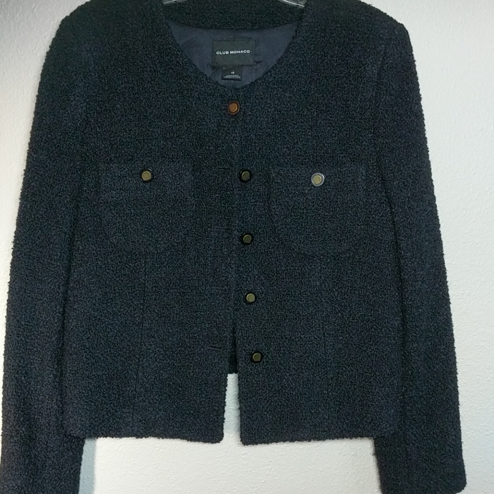 Women's Club Monaco Black Wool Blend Jacket Sz 10